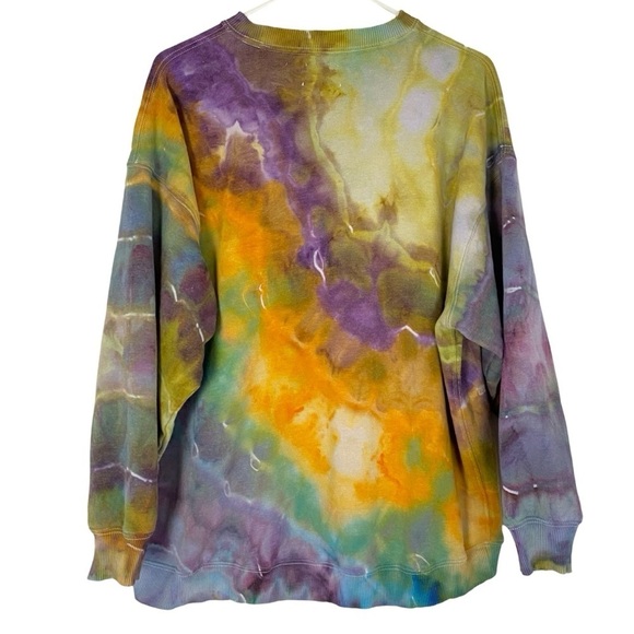 Handmade Oversized Geode Tie Dye Sweatshirt Pullover Womens Size XS Small Crew - Picture 2 of 10